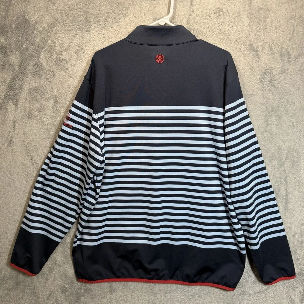 G Fore Mens L Navy 1/4 Zip Pullover Striped Golf Performance‎ Park MGM Las Vegas - Picture 3 of 7